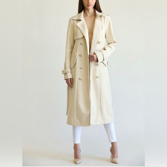 Ioana Gold Buttons Trench Coat in Beige - Picture 3 of 5